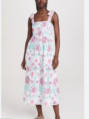BANJANAN ginerva midi dress in anemone glow small